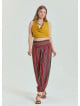 Elastic Waist Relaxed Cut Red Plus Size Trousers 4626